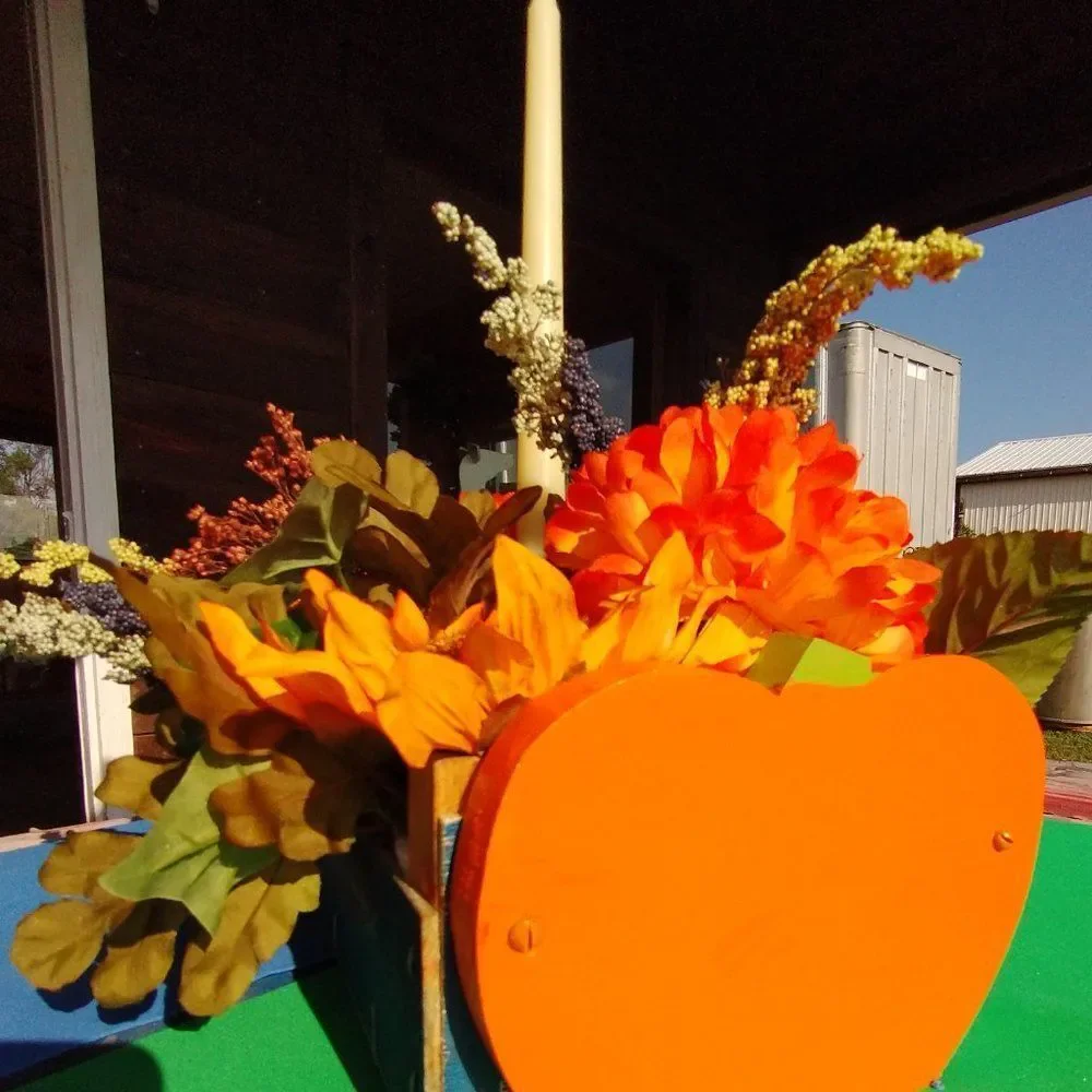 Hand Crafted Floral Table Centerpiece Pumpkin Fall Artificial Flower Arrangement